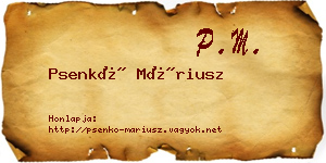 Psenkó Máriusz névjegykártya